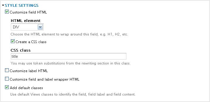 Title settings (Views, Drupal)